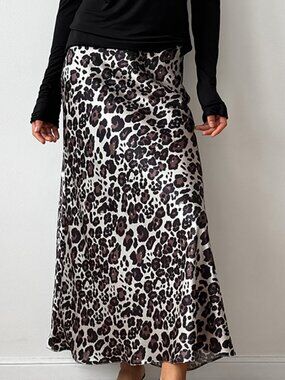 Women's French Leopard Print High-Waisted A-Line Skirt